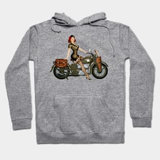 Army Motorcycle Pinup Hoodie